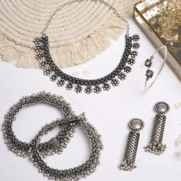 Teejh Pitara Collection Madukila Silver Oxidized Jewellery Set-picture-25