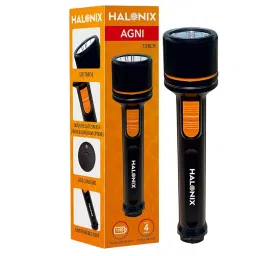 Halonix Agni Rechargeable Emergency LED Torch 3 W Battery Powered, Black & Orange-38