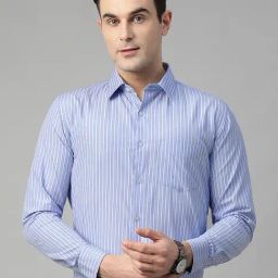 English Navy Blue Blended Slim Fit Formal Shirt-image-111
