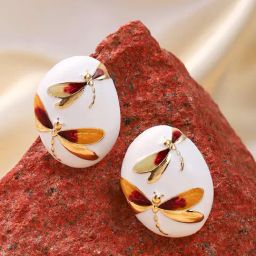 Sohi The Dragonfly Red Stud Earrings for Women-image-58