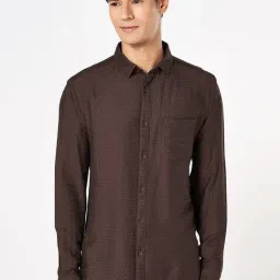 Byford By Pantaloons Brown Slim Fit Texture Shirt-picture-24