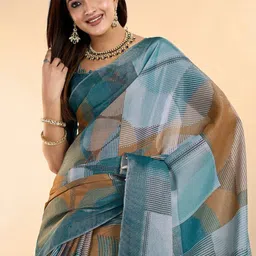 MORDEN MUSE Geometric Printed Tissue Saree With Blouse Piece-picture-11