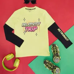 Pantaloons Junior Kids Lime Green & Black Cotton Printed Full Sleeves T-Shirt-image-74