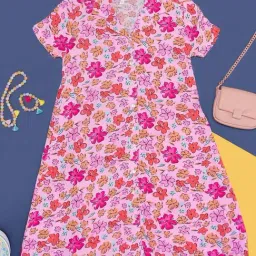 Pantaloons Junior Kids Multicolor Floral Print Dress-picture-46