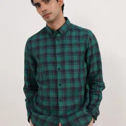 Andamen Green Regular Fit Check Shirt-picture-0