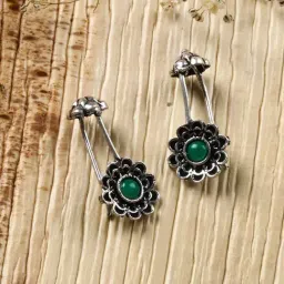 Teejh Ethnic Idika Silver Oxidized Ear Cuff Earrings-image-80