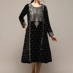 Biba Black Printed A Line Kurta-picture-17