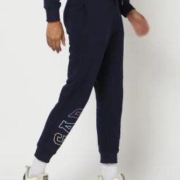 GAP Navy Blue Cotton Graphic Joggers-image-45