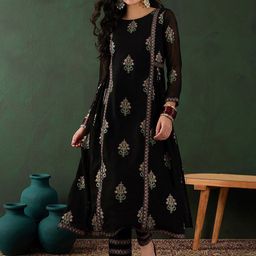 Sangria Printed A-Line Kurta With Trouser & Shrug image 1