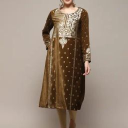 Biba Brown Printed A Line Kurta-picture-30