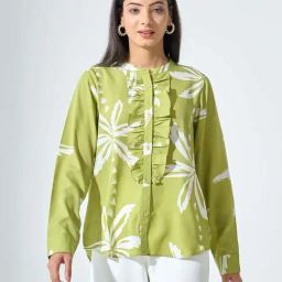 SALT Attire Green & White Printed Top-image-56