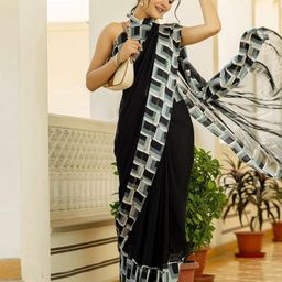 SANJANA SILK Printed Border Satin Saree-image-87