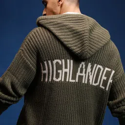 HIGHLANDER Men Cable Knit Hooded Cardigan With Zip Detailed-picture-58
