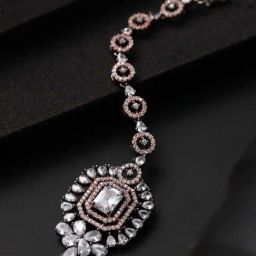 Aatmana Silver-Plated Dual-Toned American Diamond Studded MaangTikka for Women-image-38
