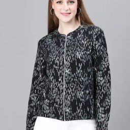 Oxolloxo Black & Blue Print Bomber Jacket-picture-0