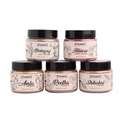 STAMIO Set Of 5 Amla Reetha Shikakai Bhringraj Hibiscus Powder-50g Each-image-18