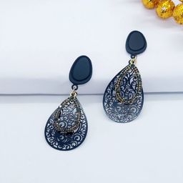 AVANT-GARDE PARIS Gold-Plated Artificial Stones Studded Contemporary Drop Earrings-image-18
