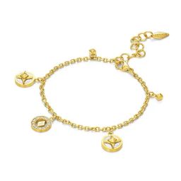 Police Lucky Star Golden & White Flexible Fit Bracelet for Women-image-58