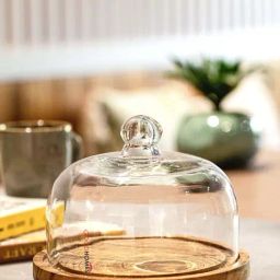 Goodhomes Transparent Glass Dome With Wooden Stand - Set of 1-38