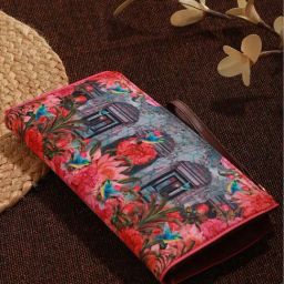 Aatmana Blue & Pink Printed Small Zip Around Wallet for Women-5