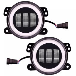 AllExtreme EXT4LF2 4 Inch Full Ring Round LED Fog Light with Hi/Low Beam Compatible with Wrangler White 30W Set of 2-image-30