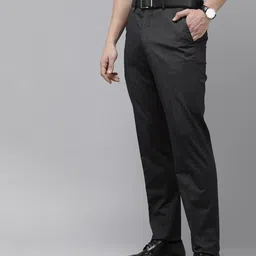 Van Heusen Men Black Solid Formal Trousers-image-57