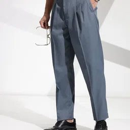 encore by INVICTUS Men Self Design Textured Pleated Formal Trousers-image-88