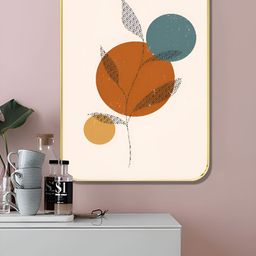 Livin'luxe Peach-Coloured & Brown Abstract Botanical Wooden Painting Wall Art-picture-36