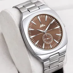 VIRAKTI Men Brass Dial & Stainless Steel Bracelet Style Straps Analogue Watch MEN-21-BROWN-40