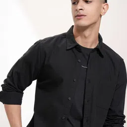 HIGHLANDER Men Button-Down Collar Solid Cotton Casual Shirt-image-52