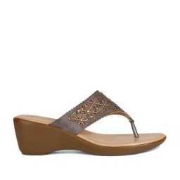 Bata Women's Grey Thong Wedges-image-29
