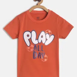 MINIKLUB Kids Orange Printed T-Shirt-image-95