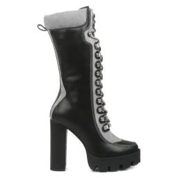 London Rag Women's Black Derby Boots-image-73