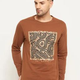 Club York Coffee Brown Regular Fit Printed Crew T-Shirt-image-81