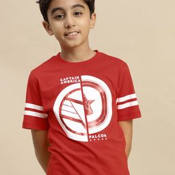 Kids Ville Boys Captain America Printed Round Neck Regular Fit Pure Cotton T-Shirt-image-49
