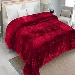 tundwal's Maroon Geometric Mink Heavy Winter Single Bed Blanket-image-81