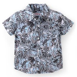 Babyhug 100% Cotton Woven Half Sleeves Regular Shirt Tropical Print - Grey-image-27
