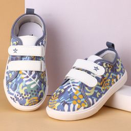 Cute Walk by Babyhug  Casual Shoes with Velcro and Leaf Print - Blue-image-50