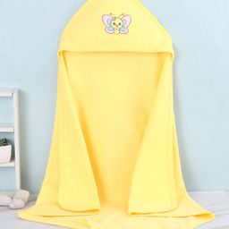 Babyhug Terry Interlock Wrapper With Hood Butterfly Print L 76.2 x B 76.2 cm - Yellow-image-40