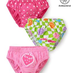 Babyhug 100% Cotton Single Jersey Anti Bacterial Panties  with Strawberry and Polka Dots Print Pack of 3 - Multicolor-image-99