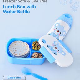 Lunch Box Set With Water Bottle Animal Print - Blue-12