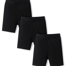 Bonfino 100% Cotton Knit Solid Cycling Shorts Pack of 3 - Black-picture-49