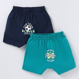 Revvo Junior Single Jersey Knit Printed Boxers Pack Of 2 - Navy Blue & Green-image-20