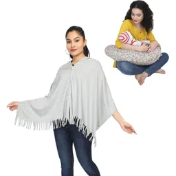 nene MultiPurpose Knitted Breastfeeding Shawl & Pillow Combo - Grey-picture-15