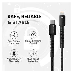 Portronics POR-2166 Konnect X Type C to 8 Pin 27W Fast Charging Cable Premium TPE Material Support to all Lightning Devices 1M Length-Black image 2