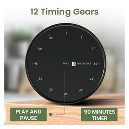Portronics POR-2911 Tixie Rotational Countdown Timer with 12 Timing Gear & Magnetic Attachments, LED Indicator, Anti Slip Silicone Pad, Countdown Timer Studying, Cooking, Yoga, Meditation, (Black) image 2