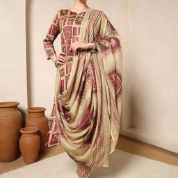 Spera Women Ethnic Motifs Printed Kurta with Trousers & Dupatta-image-99