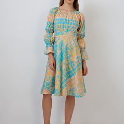 DressBerry Print Bell Sleeve Fit & Flare Dress-42