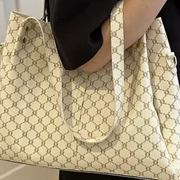 LULU & SKY PU Oversized Structured Tote Bag with Quilted image 2