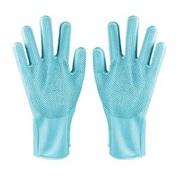 Kuber Industries 2Pcs Blue Textured Silicone Heat Resistant Dishwashing Gloves-picture-48